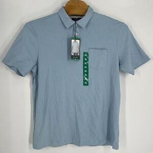 Tahari Polo Shirt Mens XL Extra Large Shark Blue Fine Cotton Blend‎ Interlock
